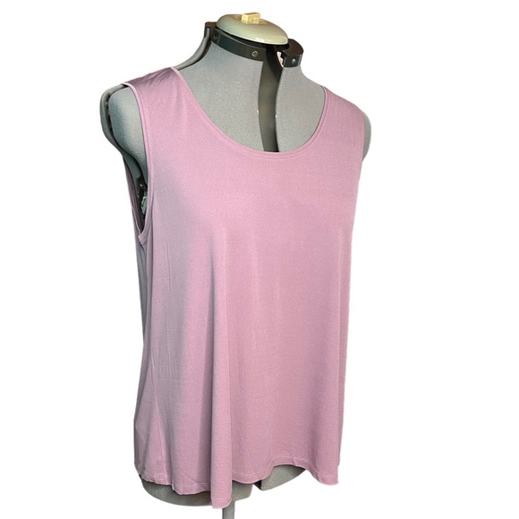 Eileen Fisher 100% Silk Sleeveless Tank Top Shirt Crew Neck Lilac Purple Large - Picture 9 of 9